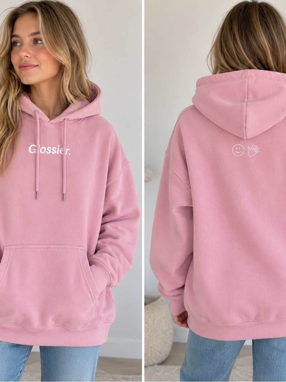 Glossier Original Pink Hoodie Medium Discontinued